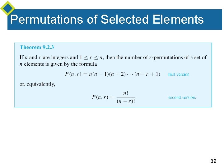 Permutations of Selected Elements 36 