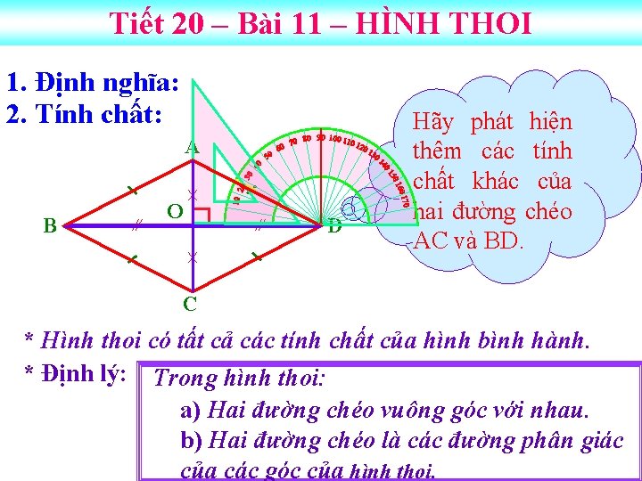 Tiết 20 – Bài 11 – HÌNH THOI 1. nghĩa: Định nghĩa: 1. Định