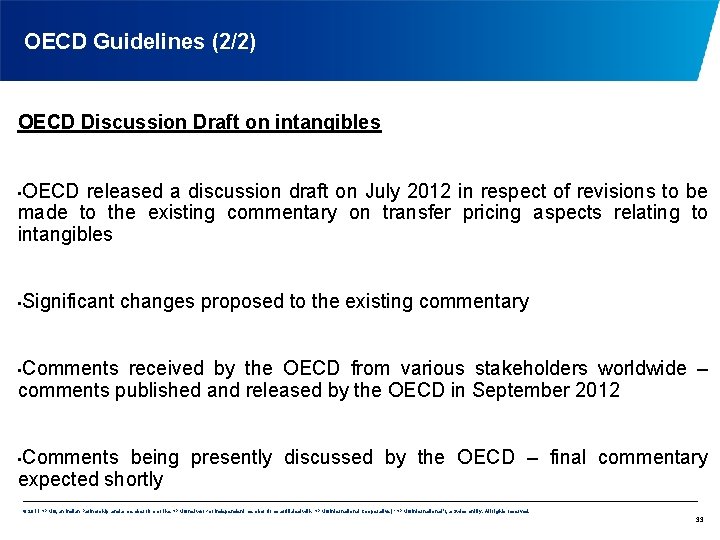 OECD Guidelines (2/2) OECD Discussion Draft on intangibles OECD released a discussion draft on