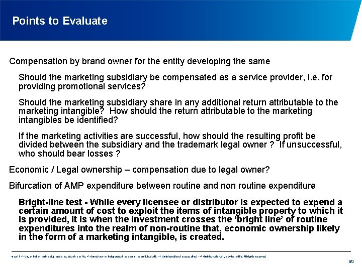 Points to Evaluate Compensation by brand owner for the entity developing the same Should