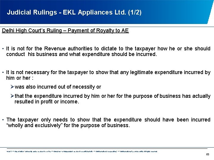 Judicial Rulings - EKL Appliances Ltd. (1/2) Delhi High Court’s Ruling – Payment of