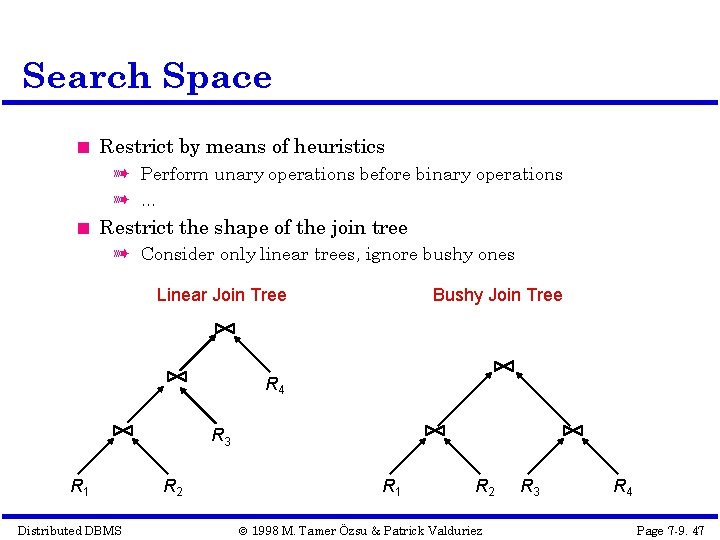 Search Space Restrict by means of heuristics à Perform unary operations before binary operations