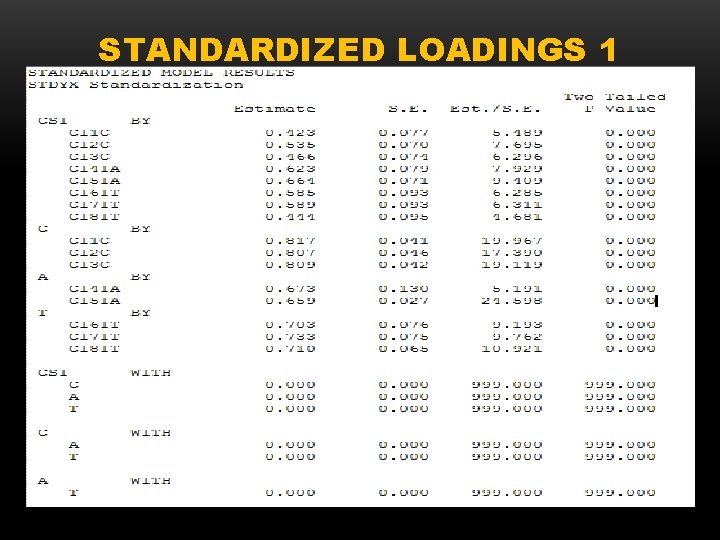 STANDARDIZED LOADINGS 1 