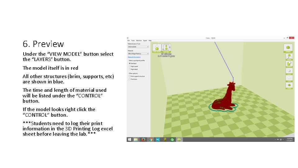 6. Preview Under the “VIEW MODEL” button select the “LAYERS” button. The model itself