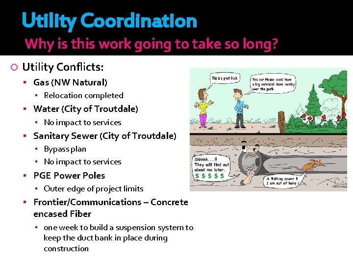 Utility Coordination Why is this work going to take so long? Utility Conflicts: Gas