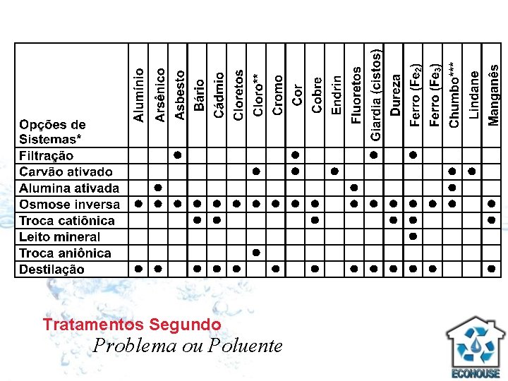 Tratamentos Segundo Problema ou Poluente 