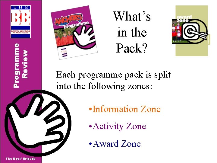 Programme Review What’s in the Pack? Each programme pack is split into the following