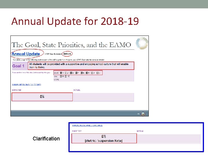 Annual Update for 2018 -19 Clarification 