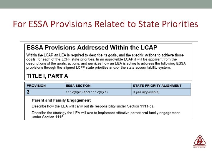 For ESSA Provisions Related to State Priorities 