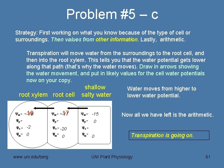 Problem #5 – c Strategy: First working on what you know because of the