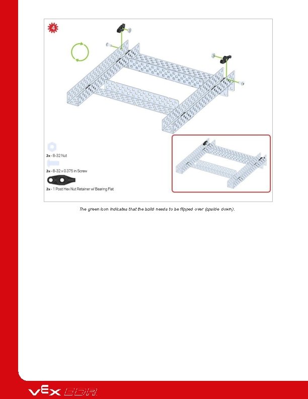 The green icon indicates that the build needs to be flipped over (upside down).