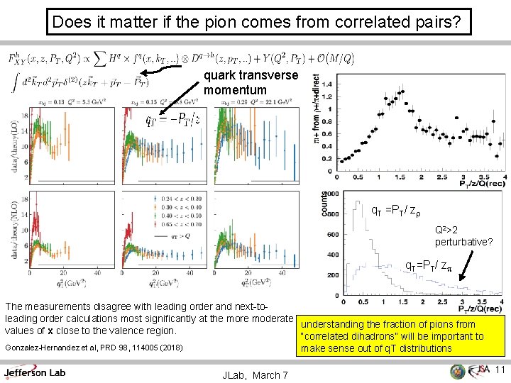 Does it matter if the pion comes from correlated pairs? quark transverse momentum q.