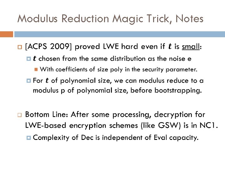 Modulus Reduction Magic Trick, Notes 