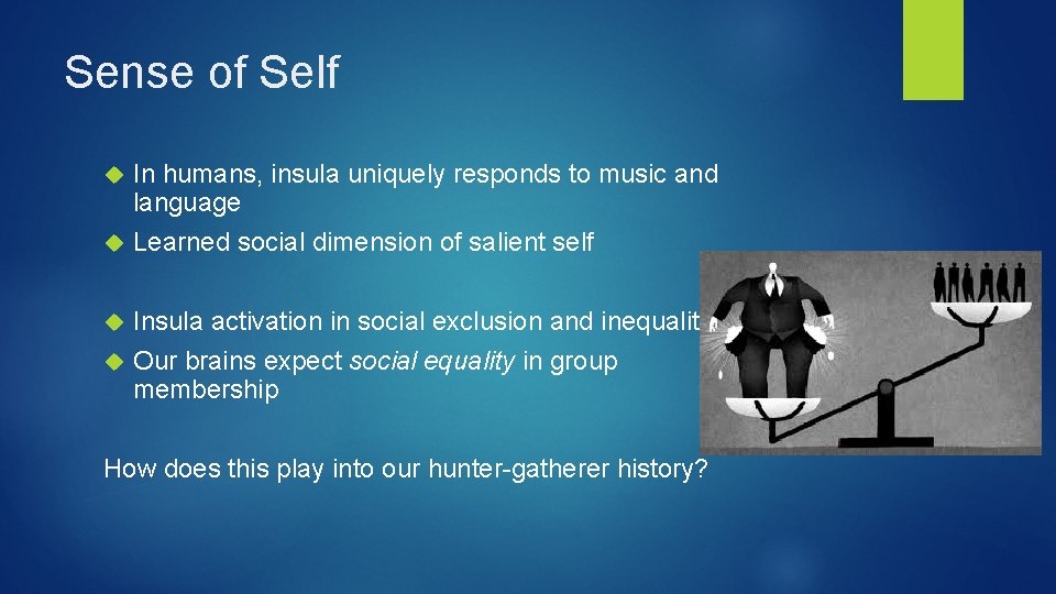 Sense of Self In humans, insula uniquely responds to music and language Learned social