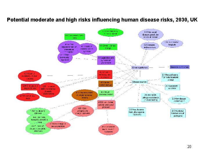Potential moderate and high risks influencing human disease risks, 2030, UK 20 