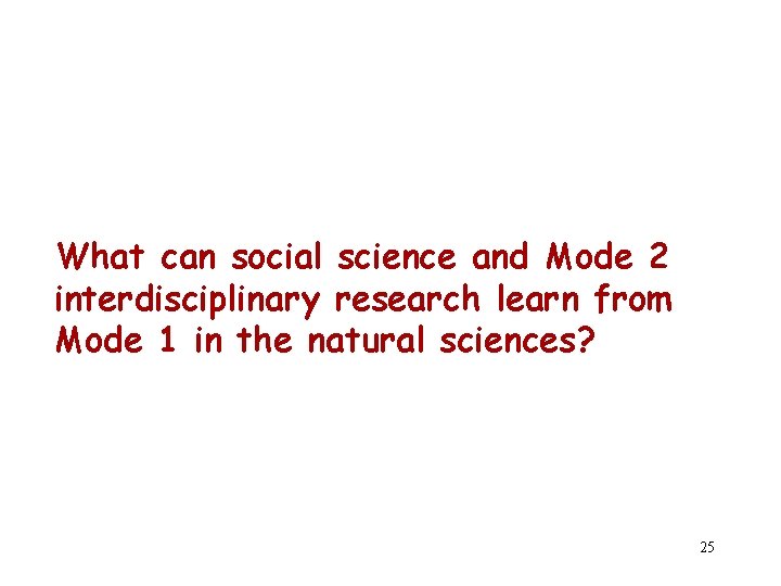 What can social science and Mode 2 interdisciplinary research learn from Mode 1 in