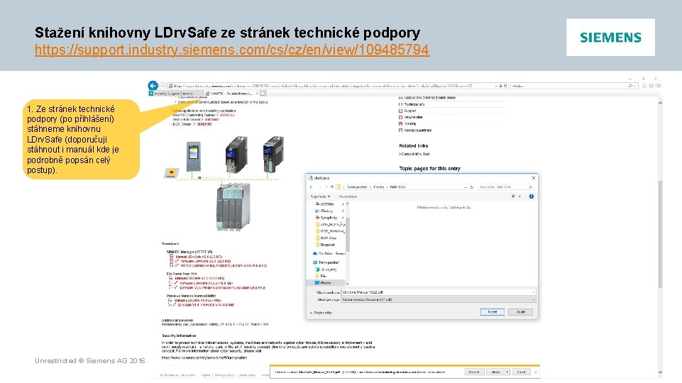 Stažení knihovny LDrv. Safe ze stránek technické podpory https: //support. industry. siemens. com/cs/cz/en/view/109485794 1.