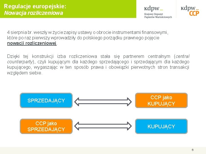 Regulacje europejskie: Nowacja rozliczeniowa 4 sierpnia br. weszły w życie zapisy ustawy o obrocie