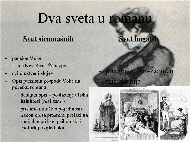 Dva sveta u romanu Svet siromašnih - pansion Voke Ulica Nev-Sent- Ženevjev svi društveni