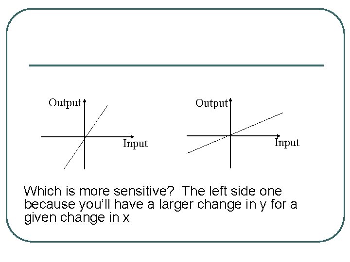 Output Input Which is more sensitive? The left side one because you’ll have a