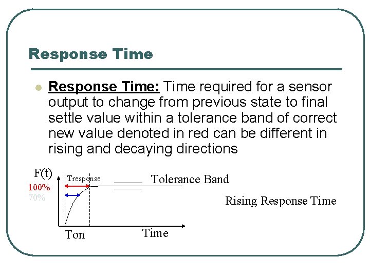 Response Time l Response Time: Time required for a sensor output to change from