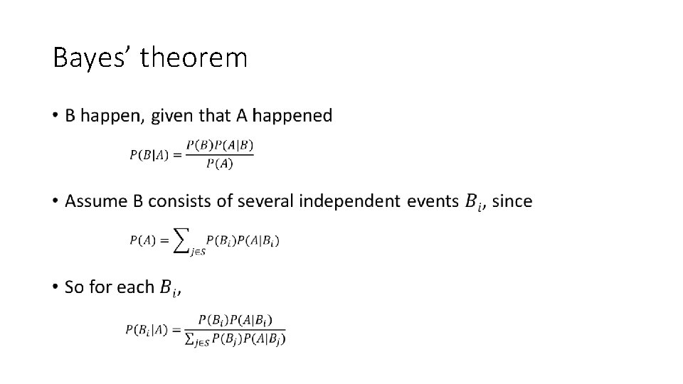 Bayes’ theorem • 