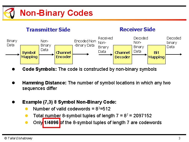 Non-Binary Codes Transmitter Side Binary Data Symbol Mapping Non. Binary Data Receiver Side Received