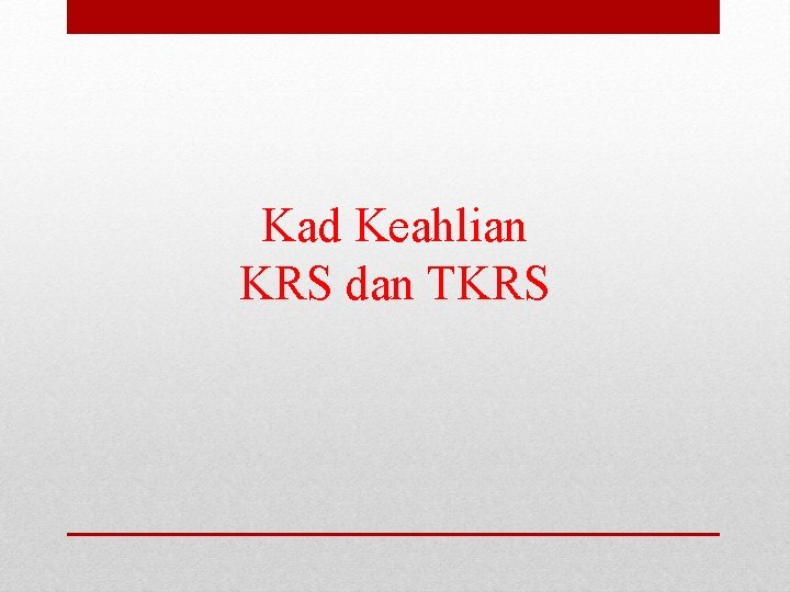 Kad Keahlian KRS dan TKRS 