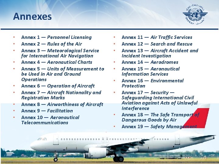 Annexes • • • Annex 1 — Personnel Licensing Annex 2 — Rules of