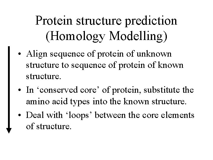 Protein structure prediction (Homology Modelling) • Align sequence of protein of unknown structure to