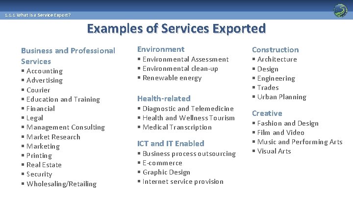 1. 1. 1 What is a Service Export? Examples of Services Exported Business and