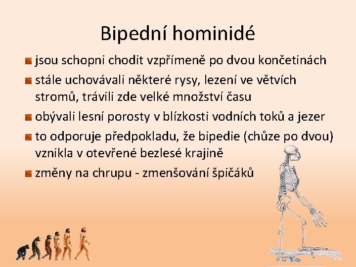 Bipední hominidé jsou schopni chodit vzpřímeně po dvou končetinách stále uchovávali některé rysy, lezení