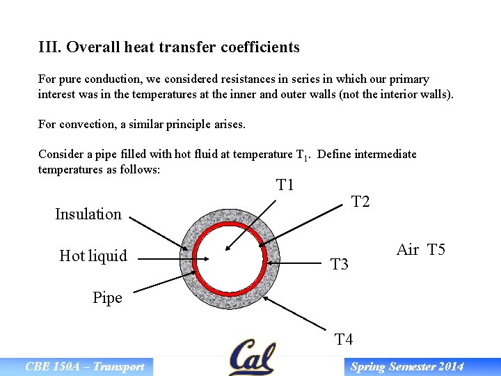 III. Overall heat transfer coefficients For pure conduction, we considered resistances in series in