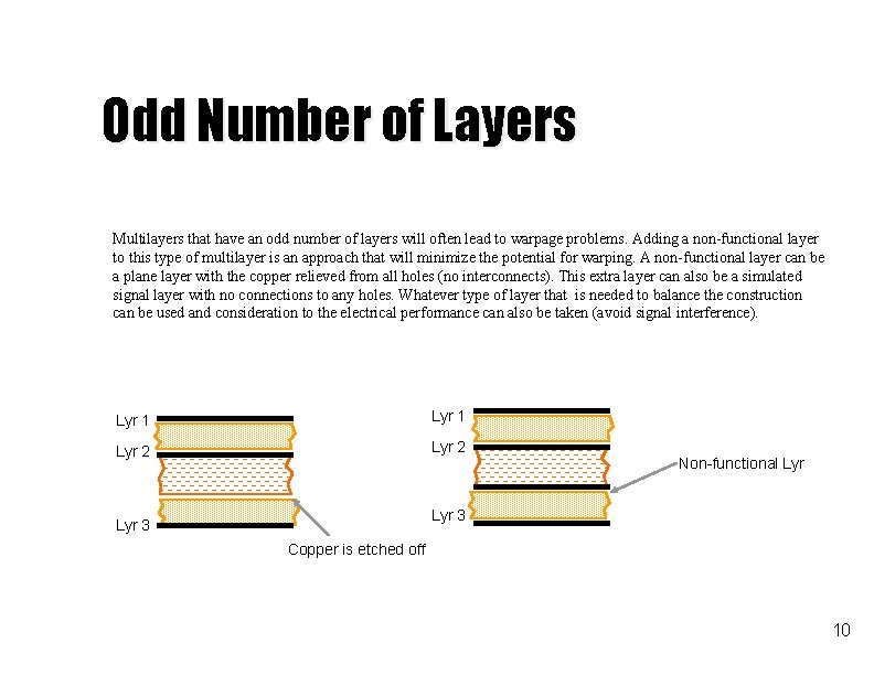 Odd Number of Layers Multilayers that have an odd number of layers will often