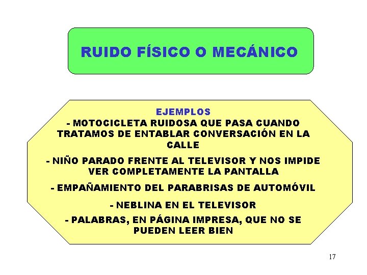 RUIDO FÍSICO O MECÁNICO EJEMPLOS - MOTOCICLETA RUIDOSA QUE PASA CUANDO TRATAMOS DE ENTABLAR