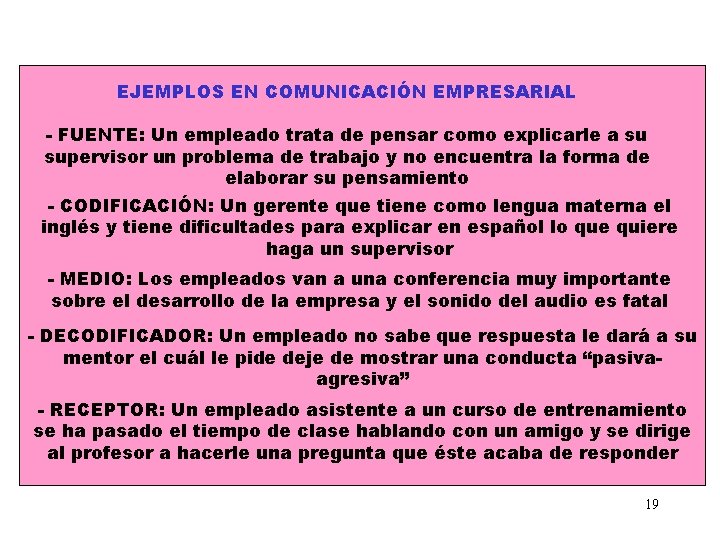 EJEMPLOS EN COMUNICACIÓN EMPRESARIAL - FUENTE: Un empleado trata de pensar como explicarle a