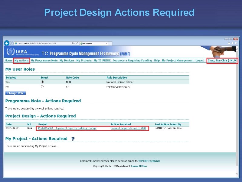 Project Design Actions Required 