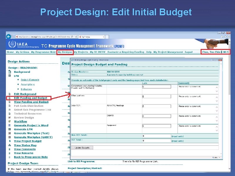 Project Design: Edit Initial Budget 