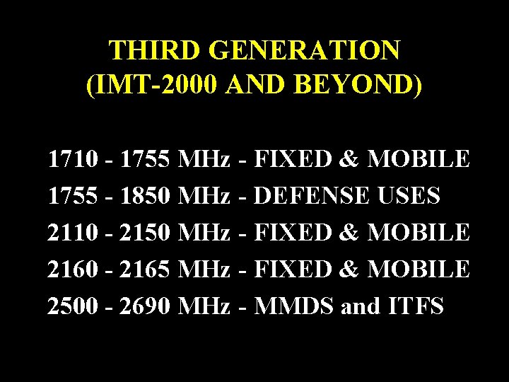 THIRD GENERATION (IMT-2000 AND BEYOND) 1710 - 1755 MHz - FIXED & MOBILE 1755