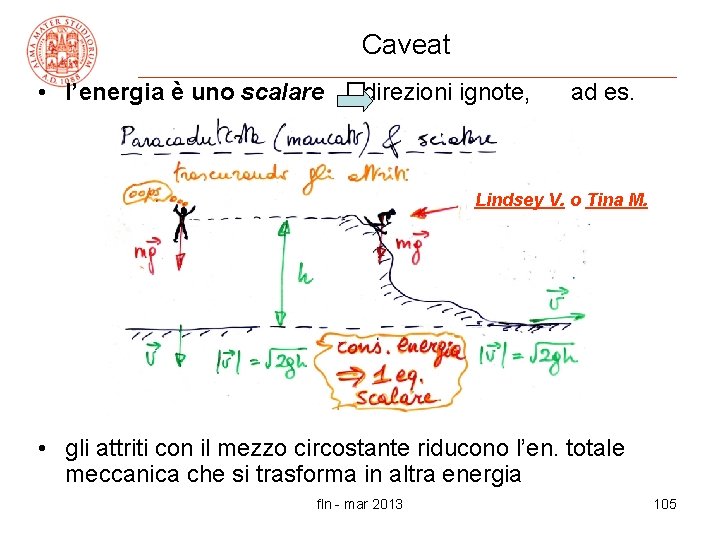 Caveat • l’energia è uno scalare �direzioni ignote, ad es. Lindsey V. o Tina