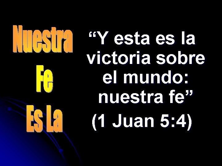 “Y esta es la victoria sobre el mundo: nuestra fe” (1 Juan 5: 4)
