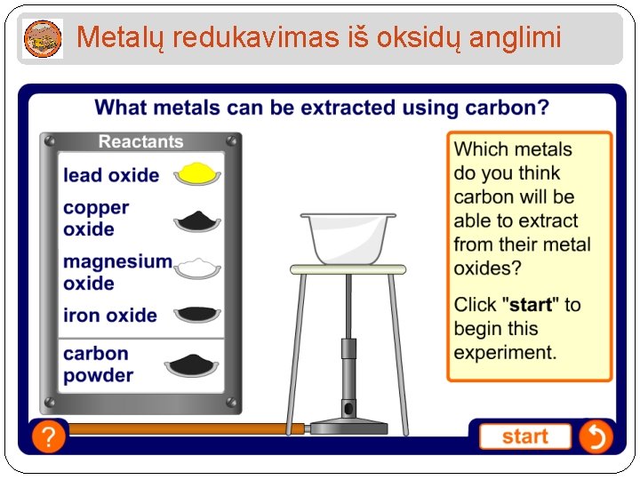 Metalų redukavimas iš oksidų anglimi 
