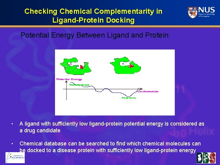 Checking Chemical Complementarity in Ligand-Protein Docking Potential Energy Between Ligand Protein: • A ligand