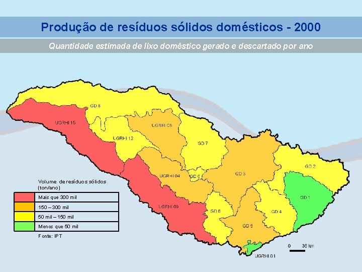 Produção de resíduos sólidos domésticos - 2000 Quantidade estimada de lixo doméstico gerado e