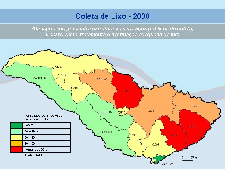 Coleta de Lixo - 2000 Abrange e integra a infra-estrutura e os serviços públicos