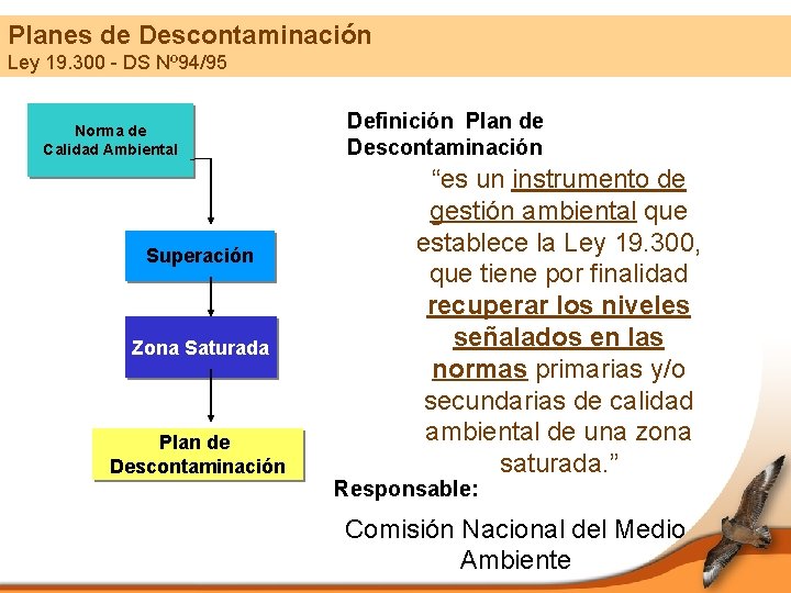 Planes de Descontaminación Ley 19. 300 - DS Nº 94/95 Norma de Calidad Ambiental