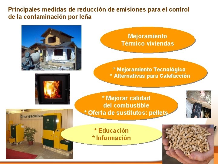 Principales medidas de reducción de emisiones para el control de la contaminación por leña