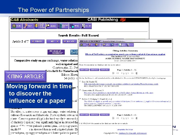 The Power of Partnerships Moving forward in time to discover the influence of a