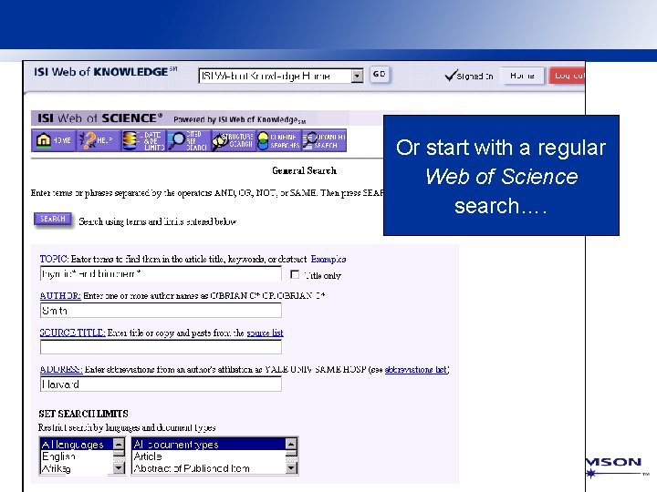 Or start with a regular Web of Science search…. 9 