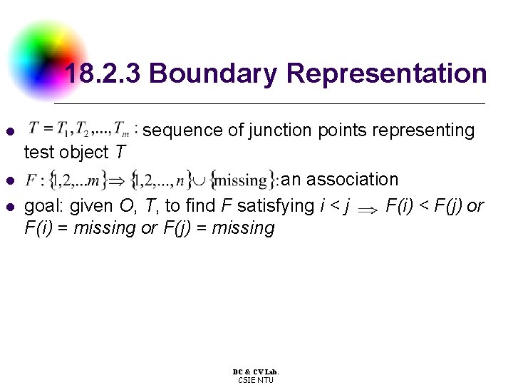 18. 2. 3 Boundary Representation sequence of junction points representing l test object T